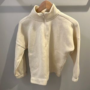 NWOT Girls old navy, fleece sweatshirt, half zip, beige / cream